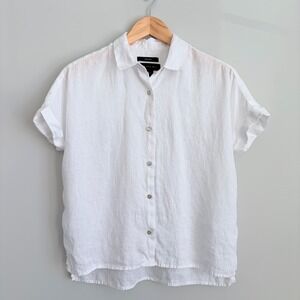 Tahari 100% Linen White Blouse